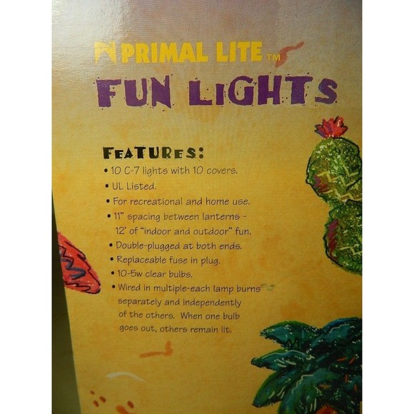Primal Lite Fun Lights 10 US Flags on 12 Foot String 3"H X 4.25"L  Patio Camping - Picture 5 of 5